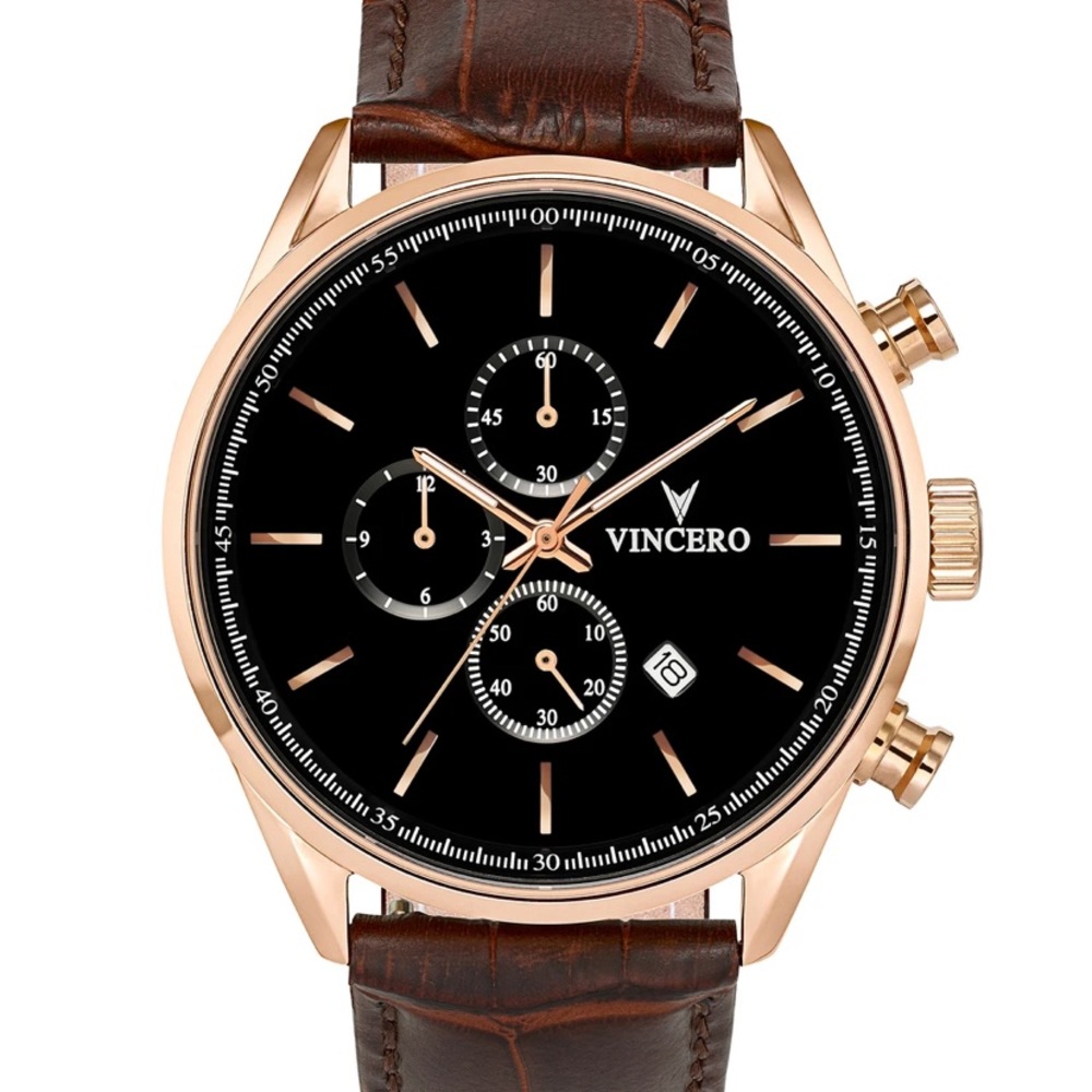NIB! Vincero Chrono S Watch in Rose Gold and Brown